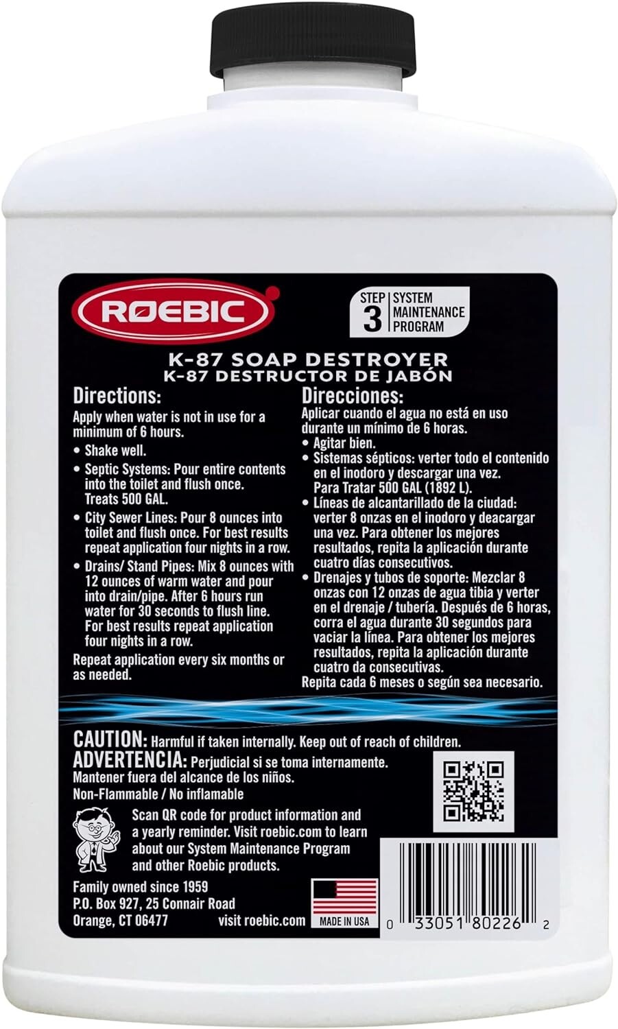 Roebic K-87 32oz SGP Soap Destroyer Digester Drain Septic Tank Cleaner – 8 Pack