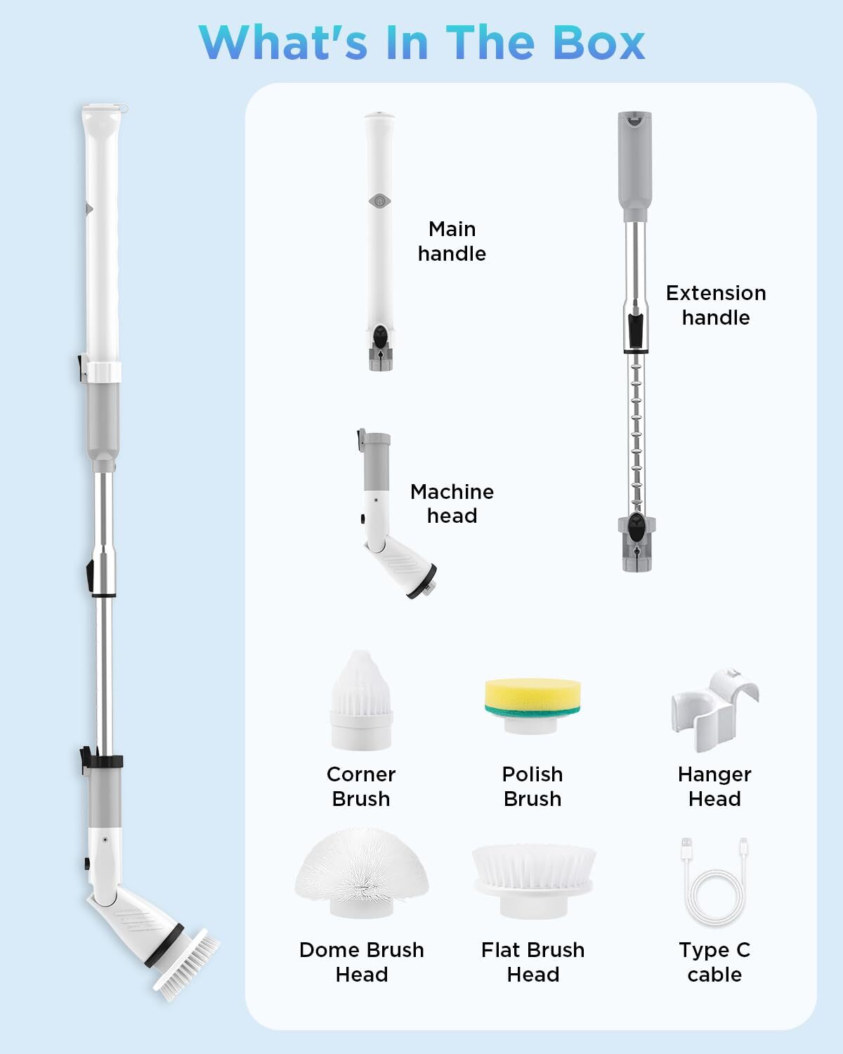 Electric Spin Scrubber Cordless Power Brush Floor Scrubber With Adjustable Exten