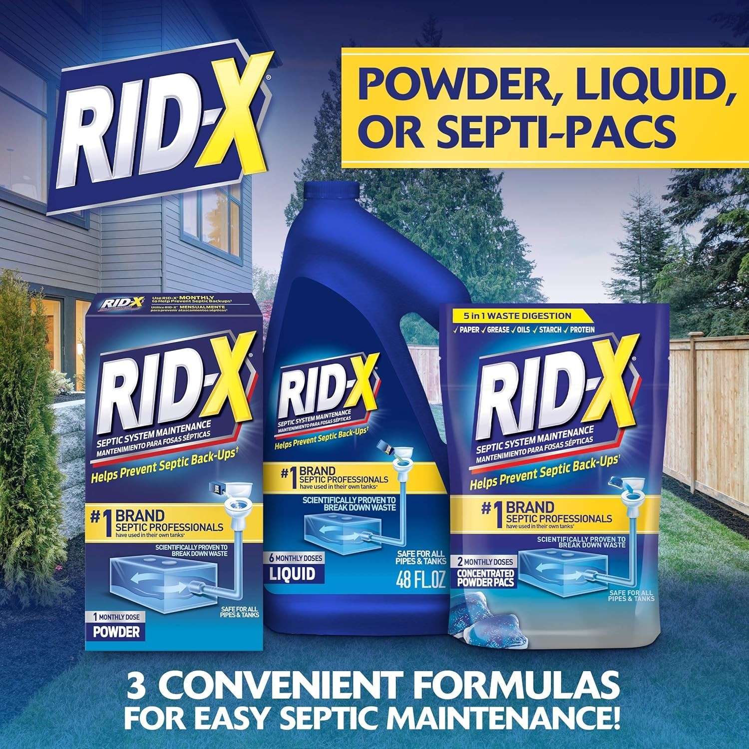 Efficient Septic System Treatment – 3 Monthly Dual Action Septi-Pacs, Unscented