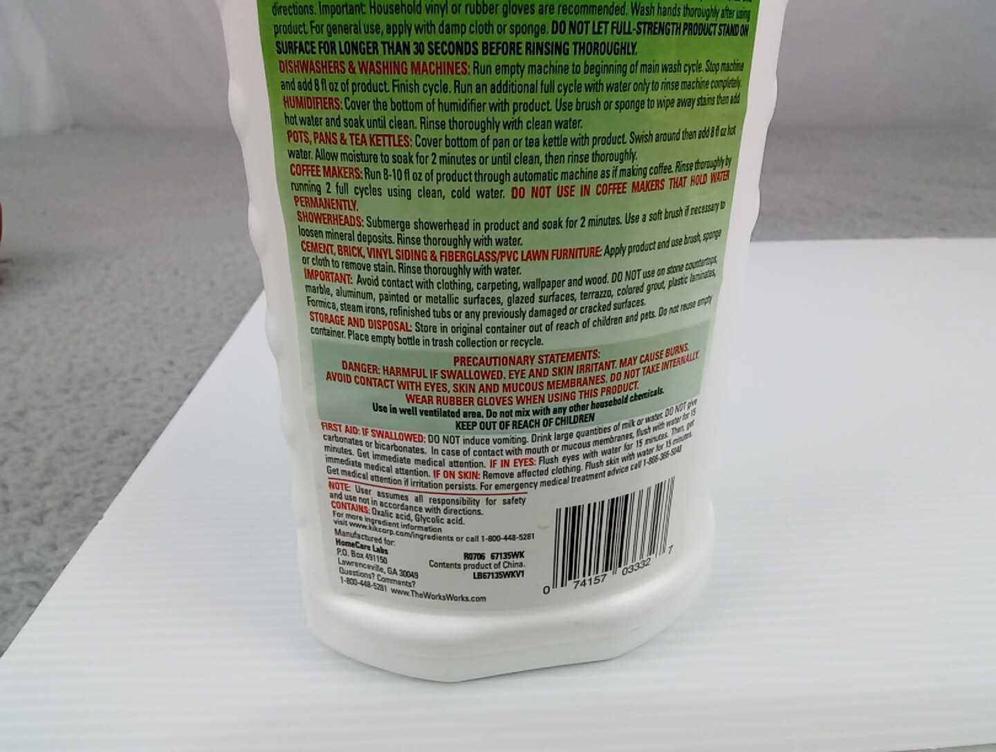 1x The Works Rust Lime And Calcium Remover 13.5oz New