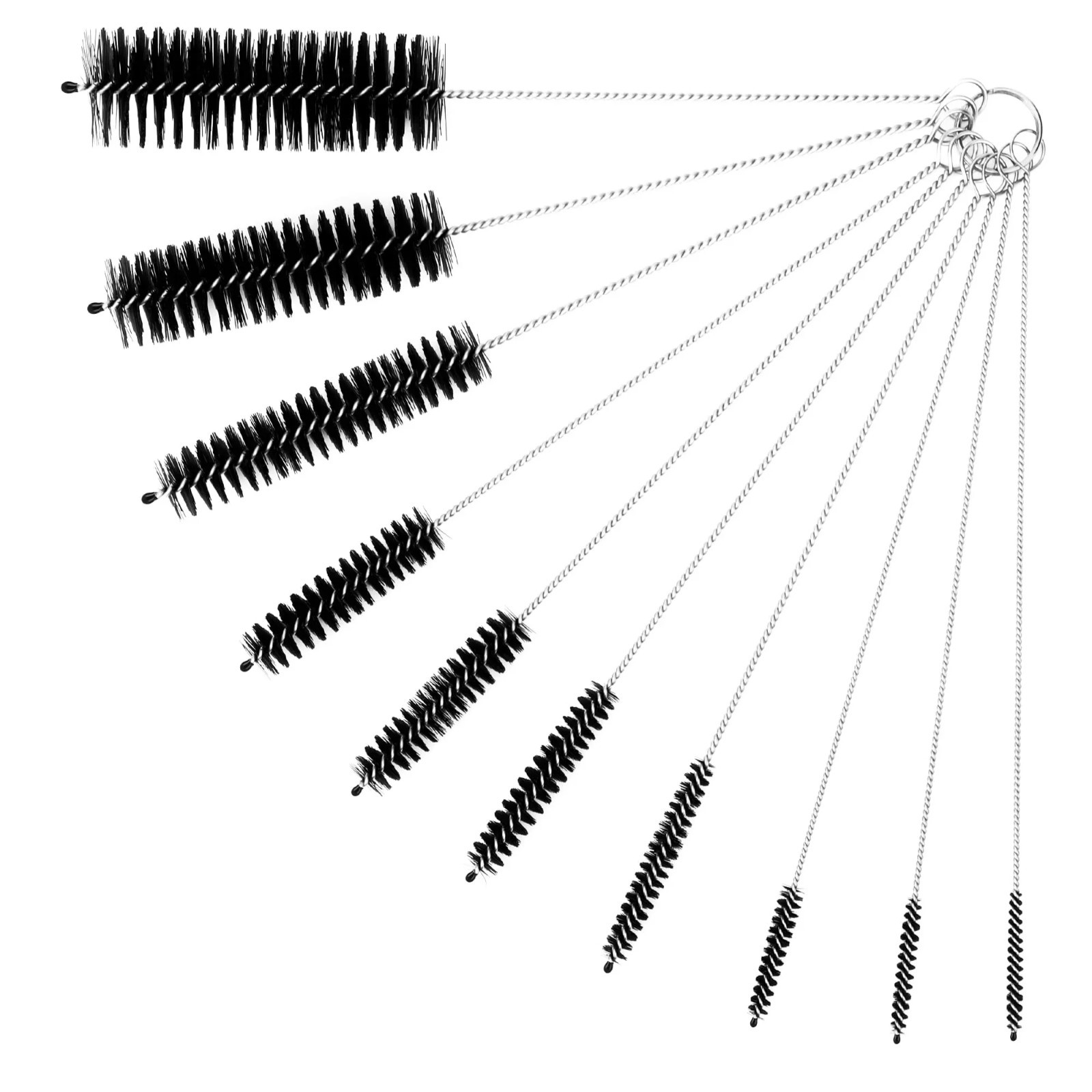 US Nylon Straw Brush Cleaner Bottle Tube Pipe Small Long Cleaning 10Pcs Set