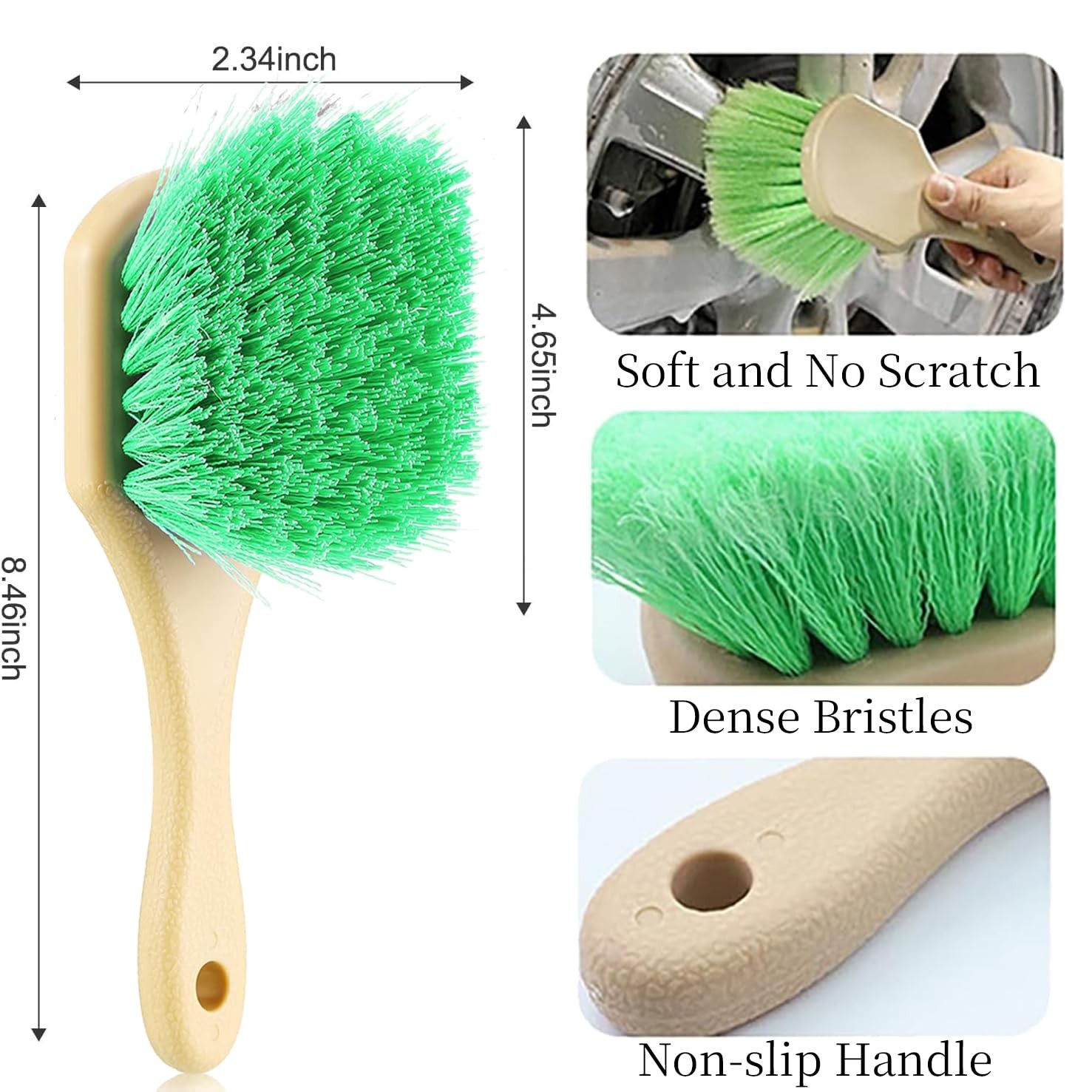 Wheel Rim Tire & Carpet Cleaning Brush Set, Soft & Stiff Bristle Wash Cleanin…