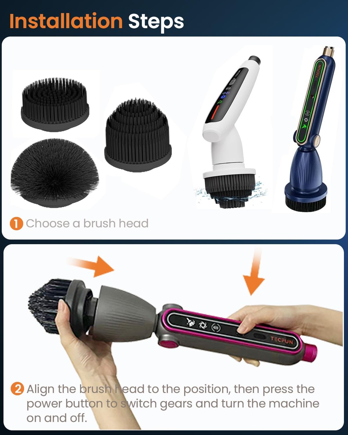 Electric Spin Scrubber Replacement Brush Heads for Cordless Spin Scrubber, 3p…