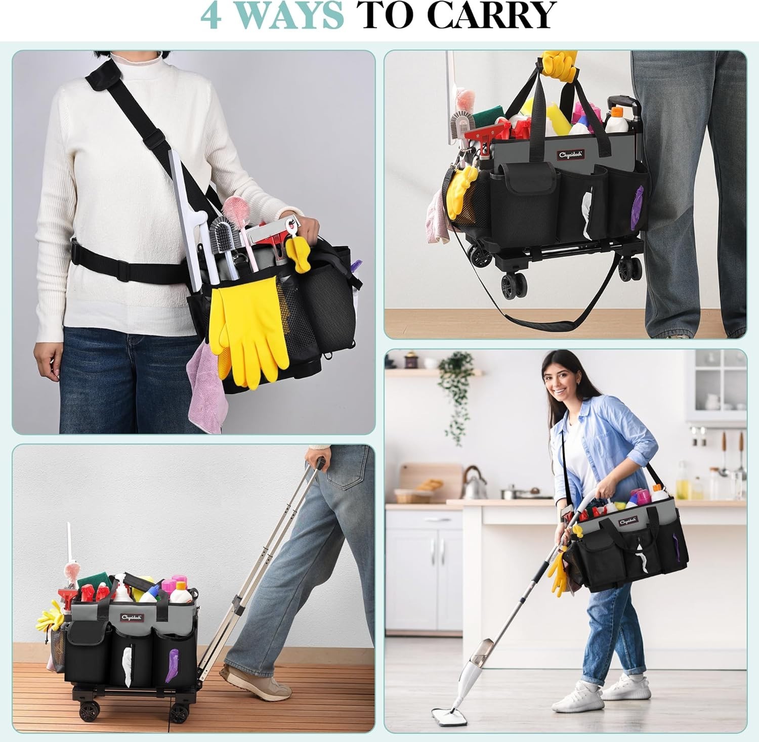 Large Capacity Wheeled Cleaning Caddy – Perfect for Home, Car, Office, and More