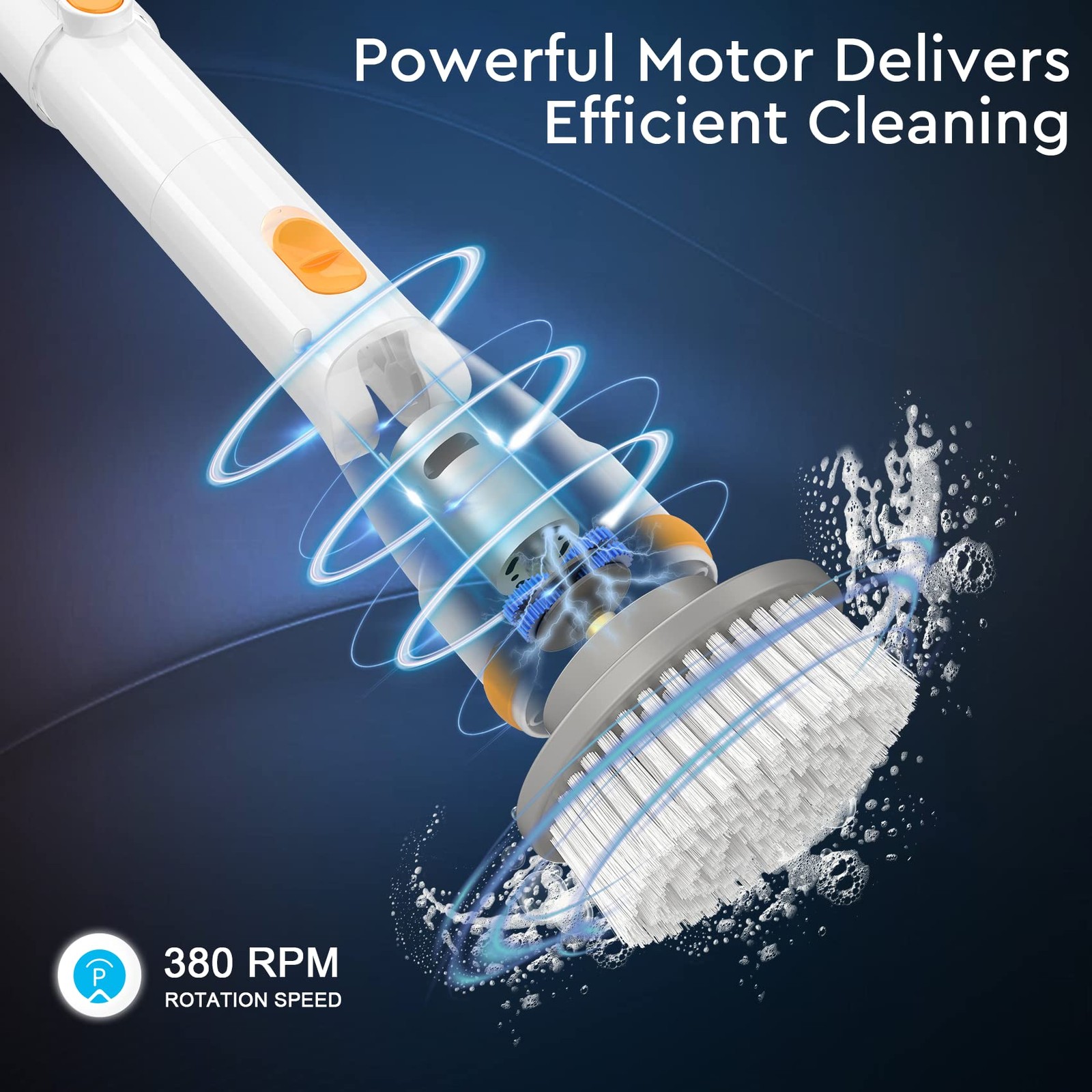 Spin Scrubber, 380RPM High Speed Power Scrubber, Cordless Cleaning Brush 2 Sp…