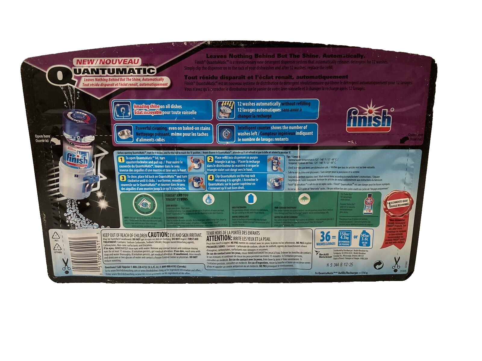 Finish Powerball Quantumatic Dishwasher Detergent 3 Pack Refills Sealed