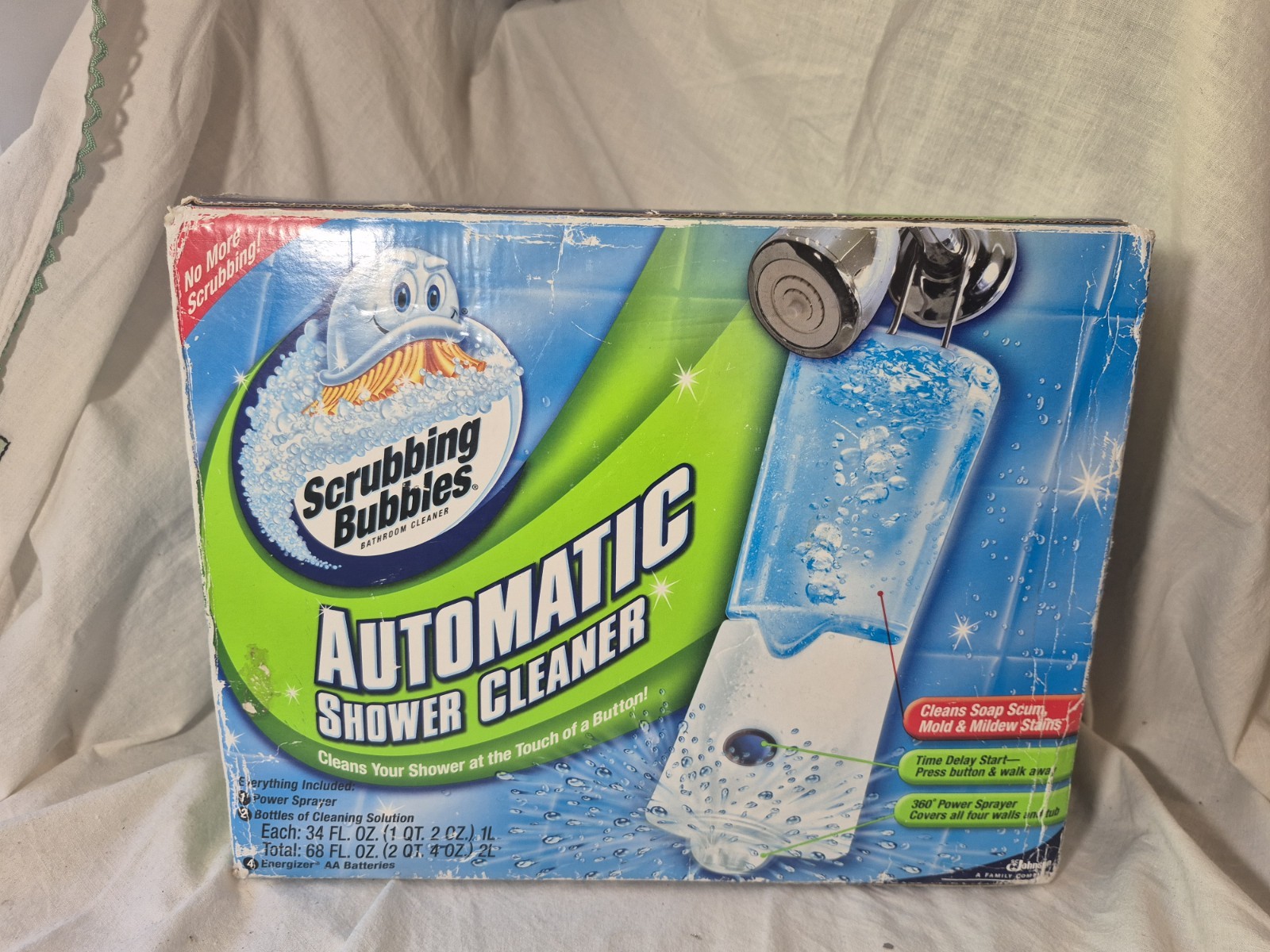 New Scrubbing Bubbles Automatic Shower Cleaner Kit 2 Cleaning Solutions Box Worn