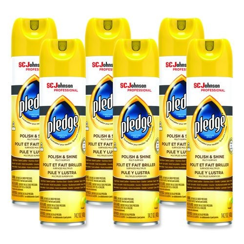Pledge 301168 Furniture Polish, Lemon, 14.2 oz Aerosol Spray 6/Carton