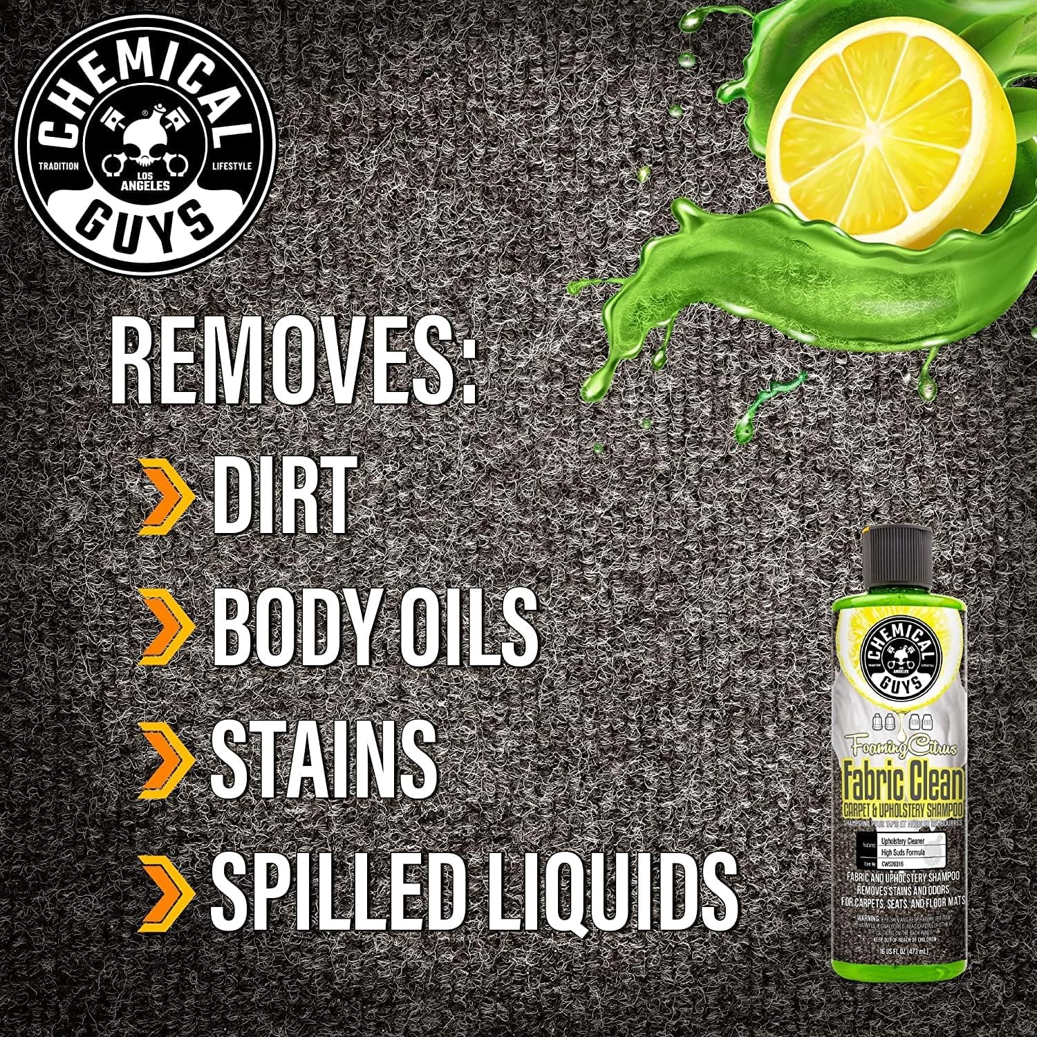 Chemical Guys Foaming Citrus Fabric Clean Carpet & Upholstery Cleaner (Car Carpe