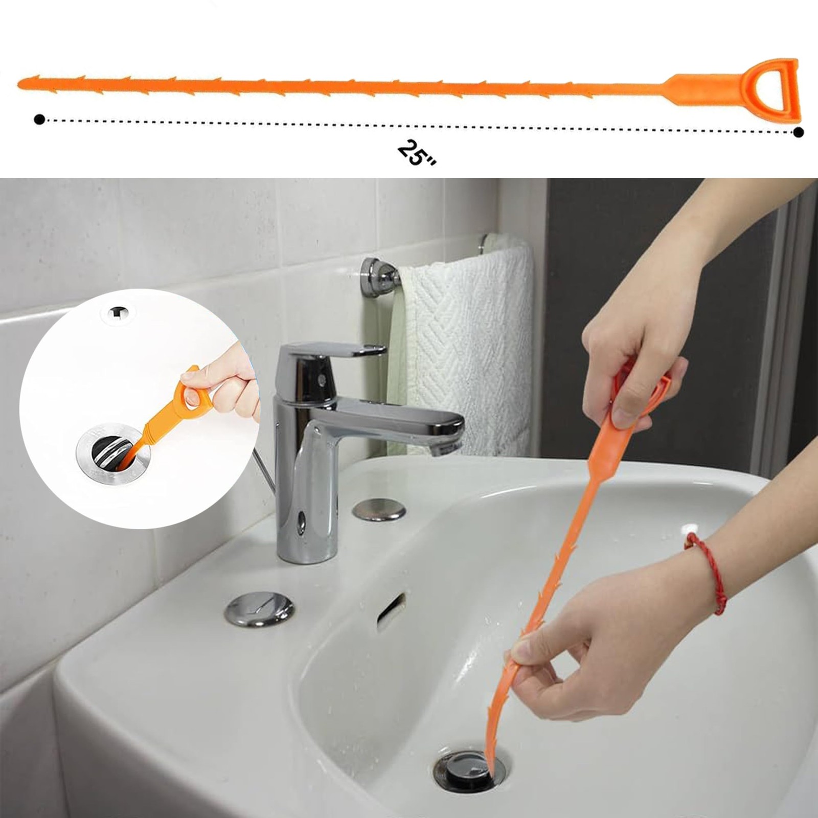 3 Pack 25 Inch Drain Snake Set – Drain Cleaner with Grip Handle Effectively C…