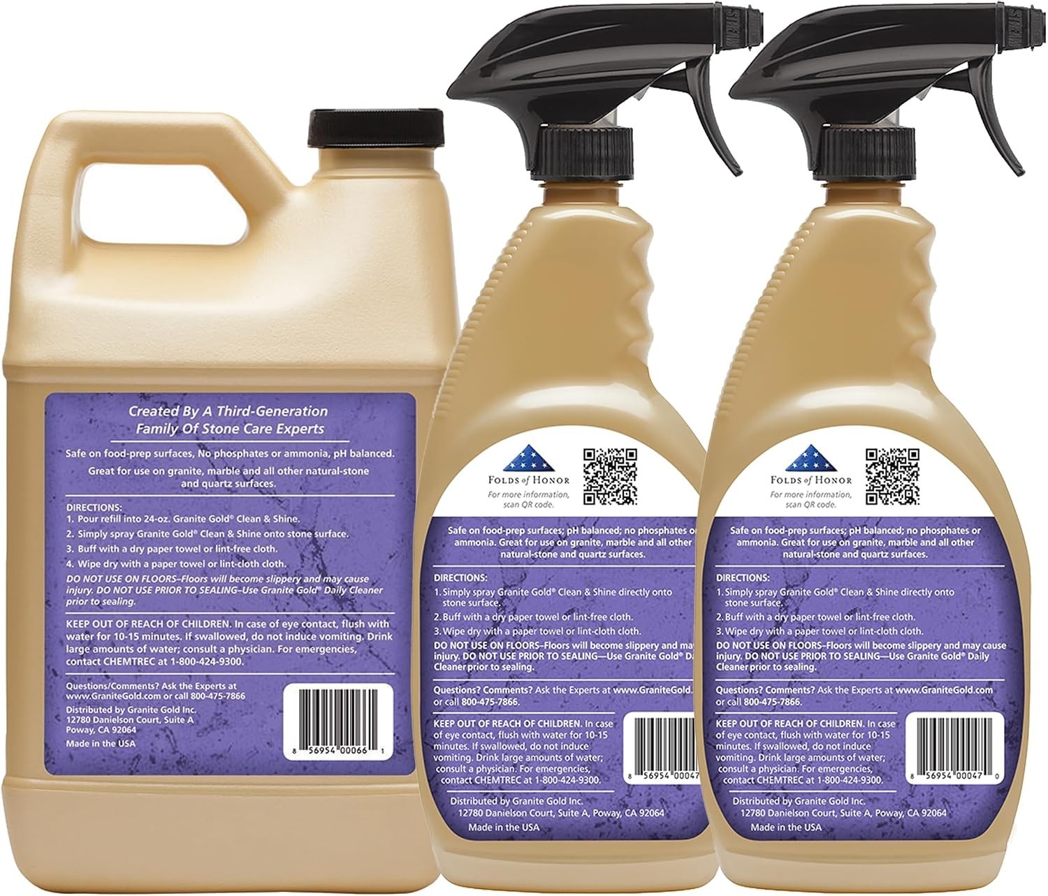 Natural Stone Cleaner & Polish Spray, 3-Pack