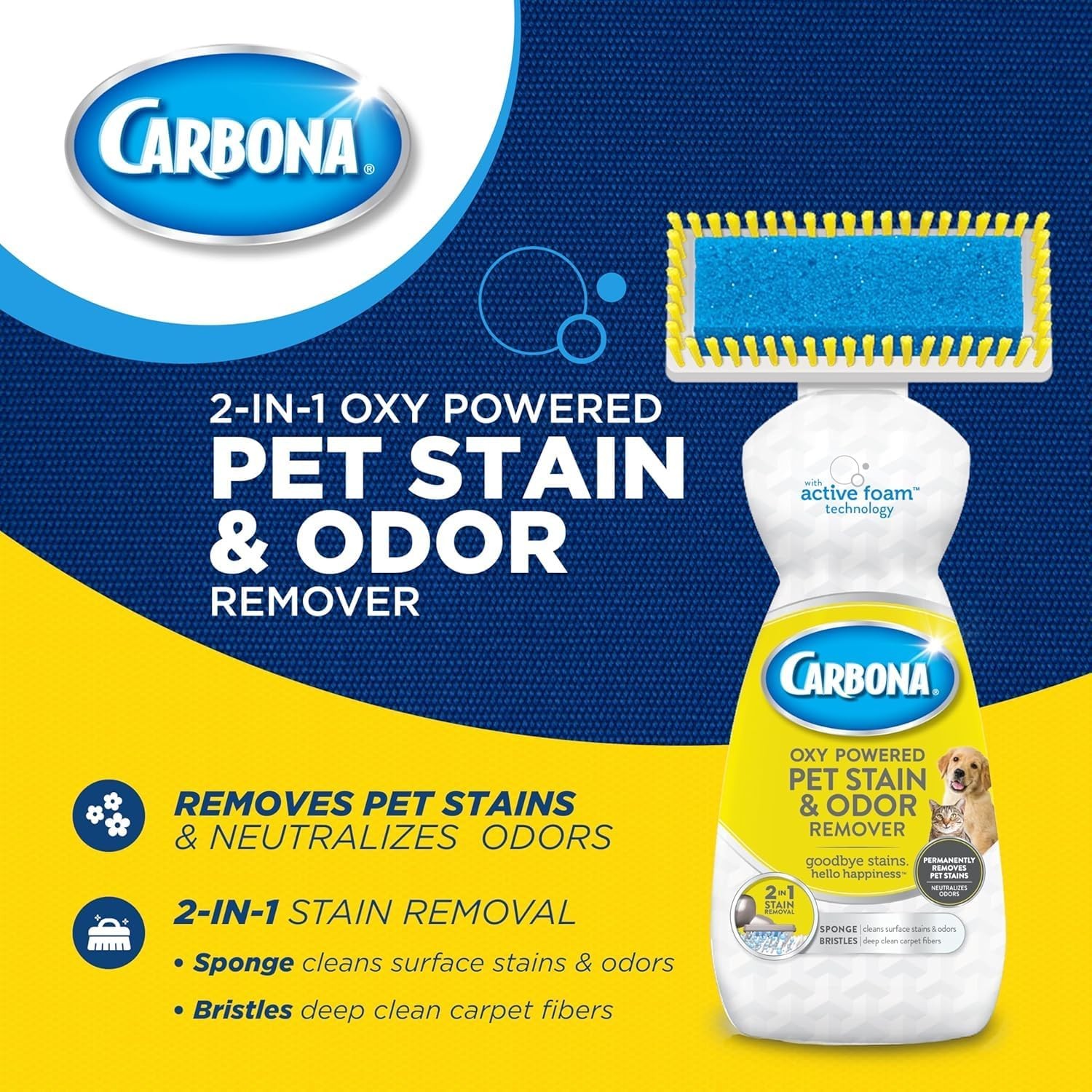 OxyPowered Carpet & Pet Pack Stain & Odor Remover 13.5oz & Foam Cleaner W/ Brush