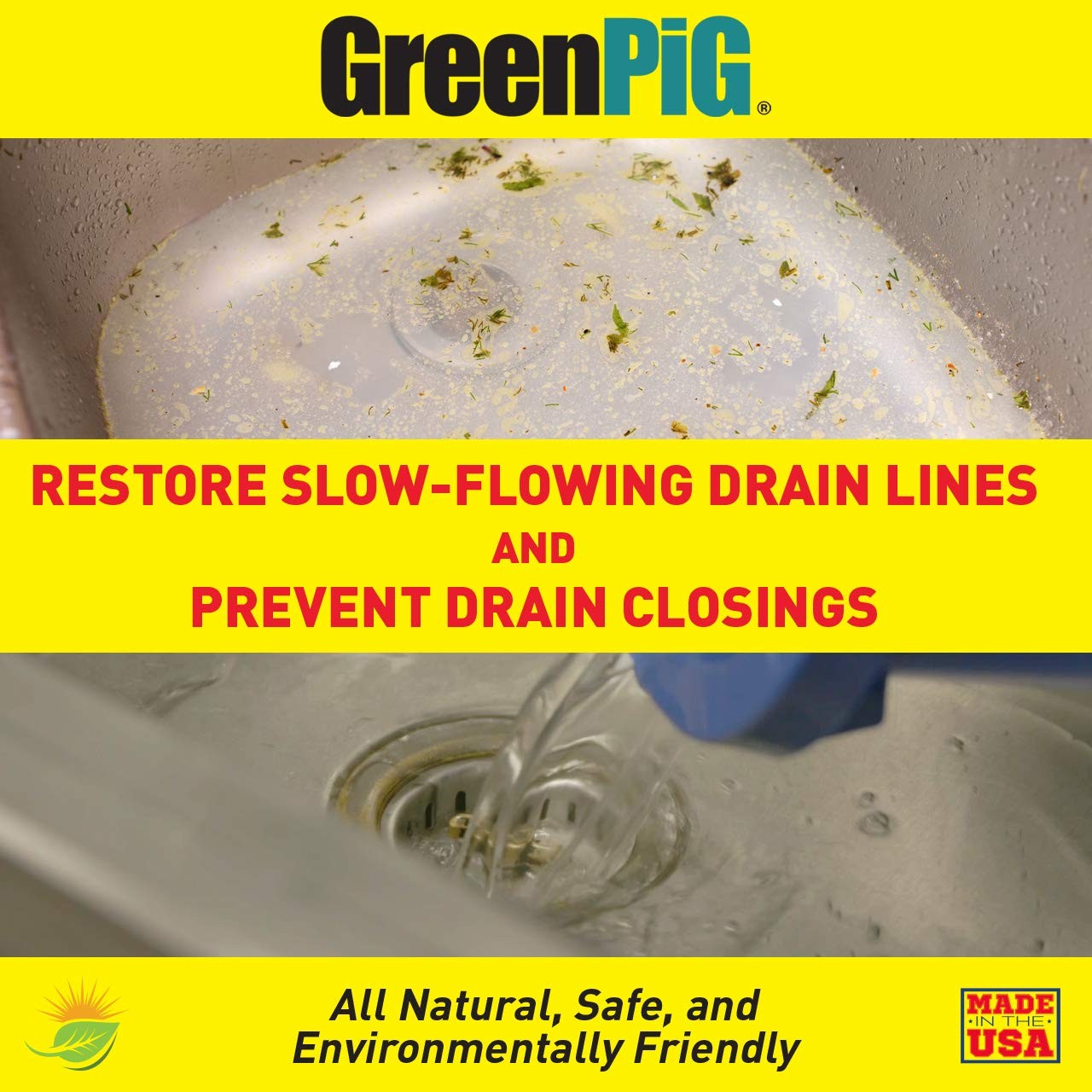 GREEN PIG Drain Clog Remover, Garbage Disposal Cleaner and Deodorizer, 58 Res…