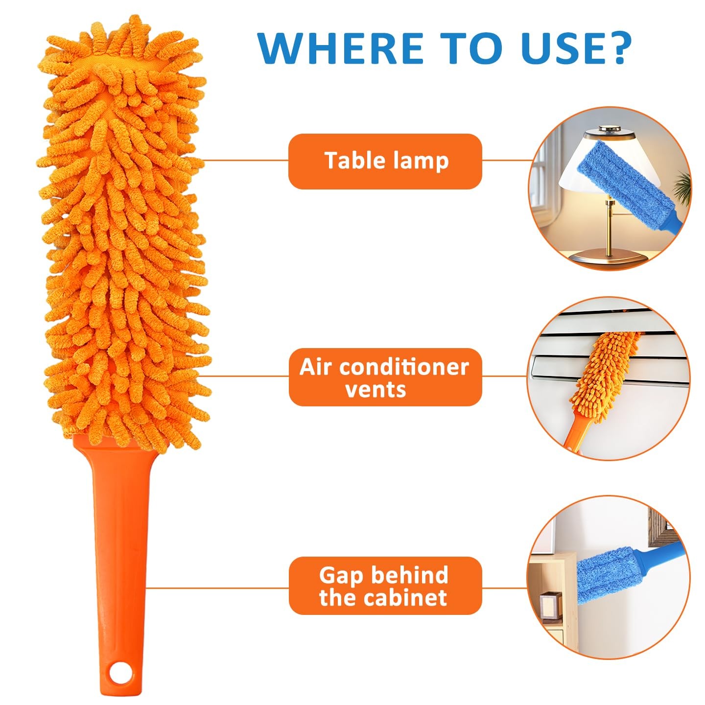 3 Pcs Professional Gap Cleaning Duster Sets, 1 Pcs 100 inch Retractable Gap D…