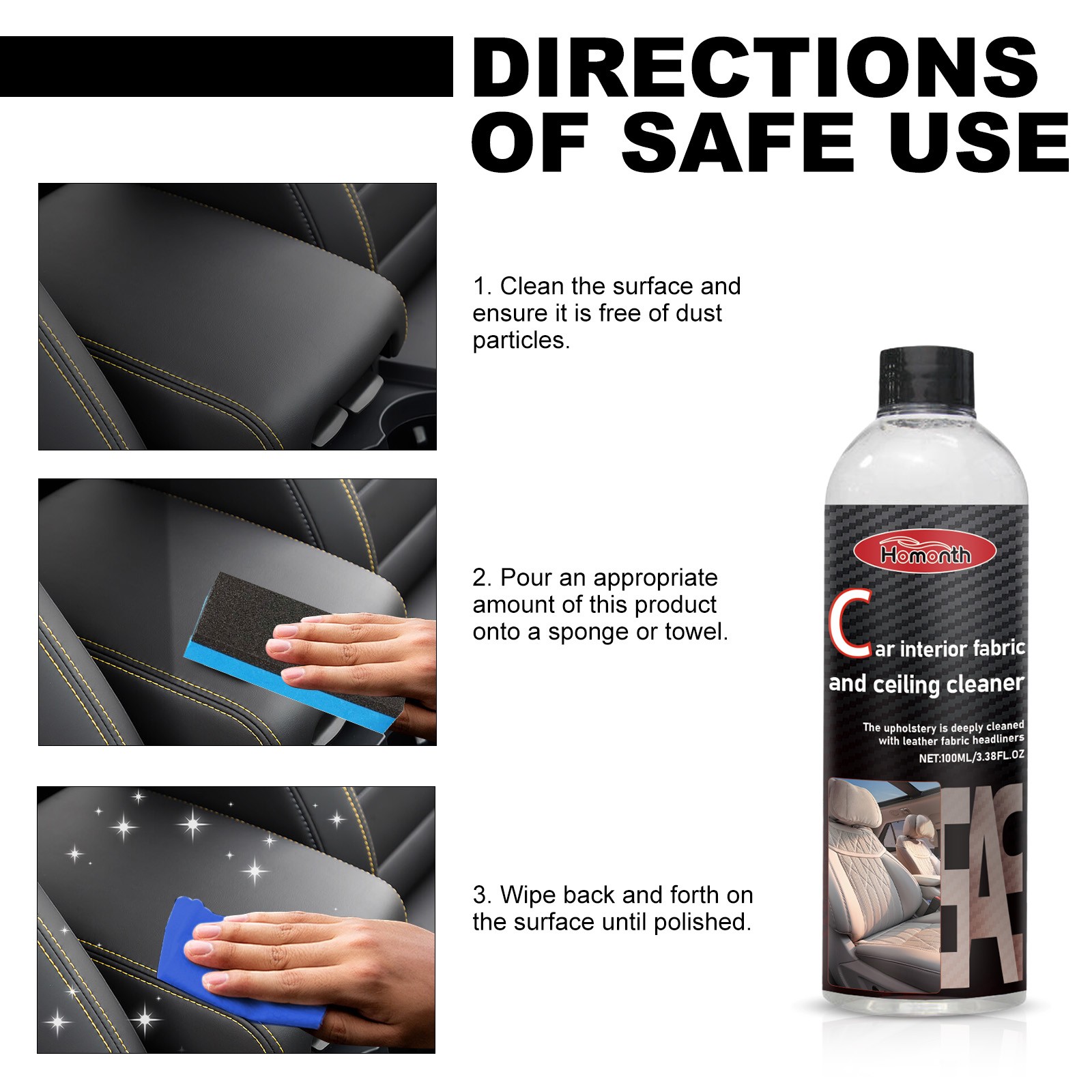Leather Cleaner & Conditioner – Car Leather Polish Restorer for Seats Care