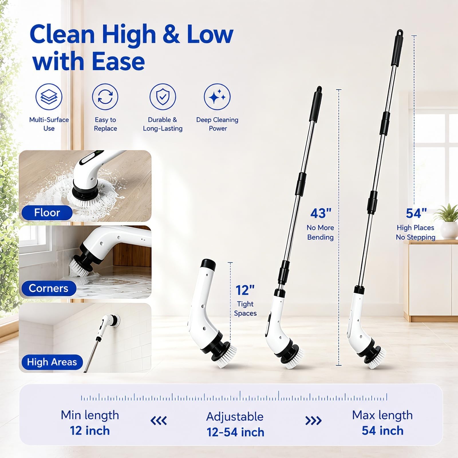 Highyes Electric Spin Scrubber for Bathroom | IPX7 Waterproof Shower Scrubber…