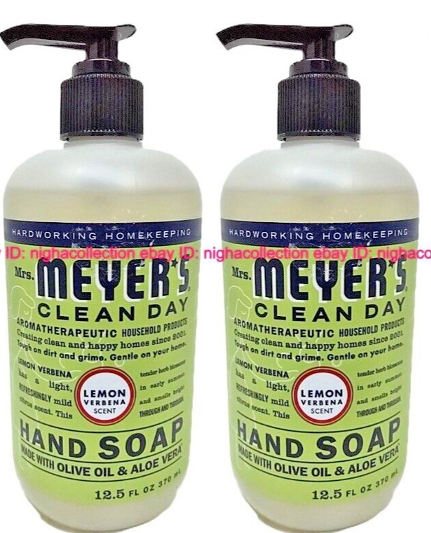 2x Mrs. Meyer’s Clean Day Liquid Hand Soap Bottle, Lemon Verbena Scent, 12.5 oz