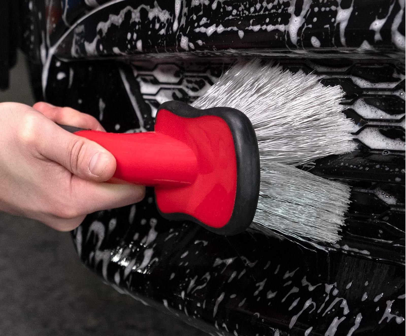 Car Wash Brush, Wheel Fender Cleaner, 10 Inch Rubber Handle, Soft Bristles