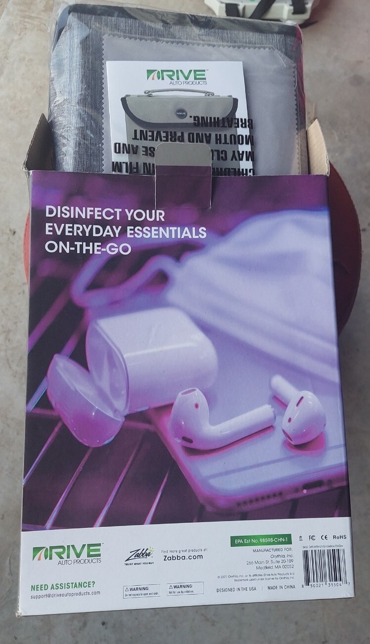 Drive Auto UV Light Sanitizer Box Kills 99.9% of Germs & Bacteria On Items NIB