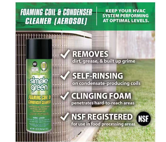 20 Oz. Foaming Coil Cleaner Aerosol HVAC AC Evaporator Condenser Cleaner Spray