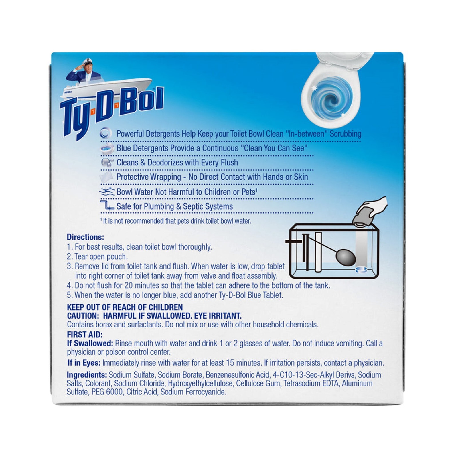 Ty-D-Bol Bleach Free Tablet Toilet Bowl Cleaners, 2 pk-3 Count/Pack-6 Tablets