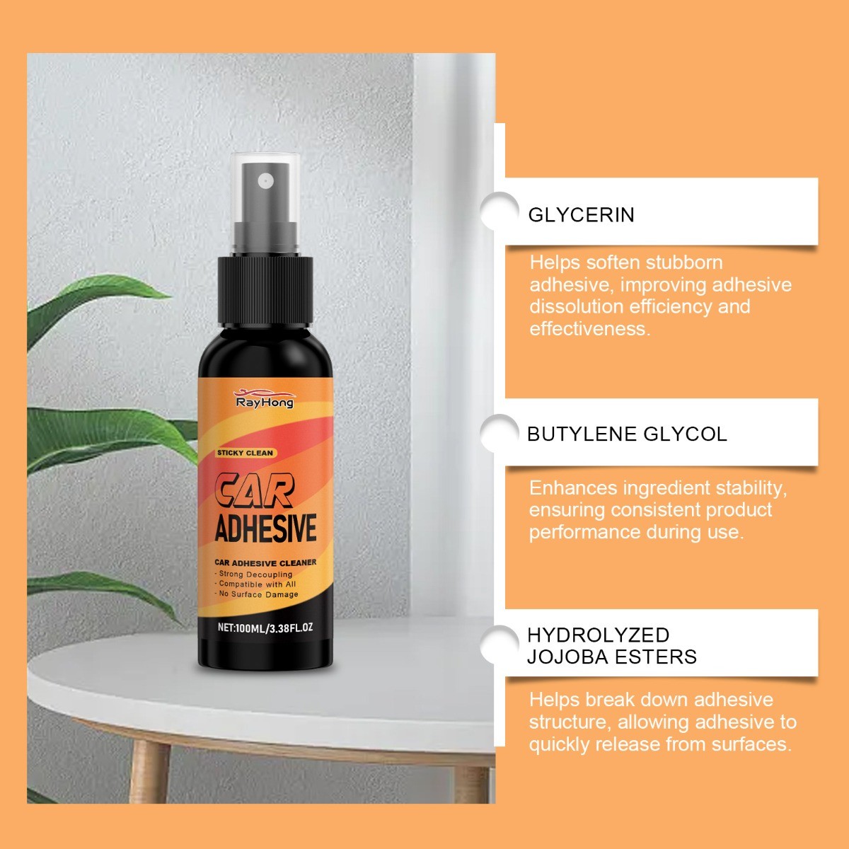 Car Adhesive Remover Spray for Stickers Residue Multi-Surface Safe Cleaner