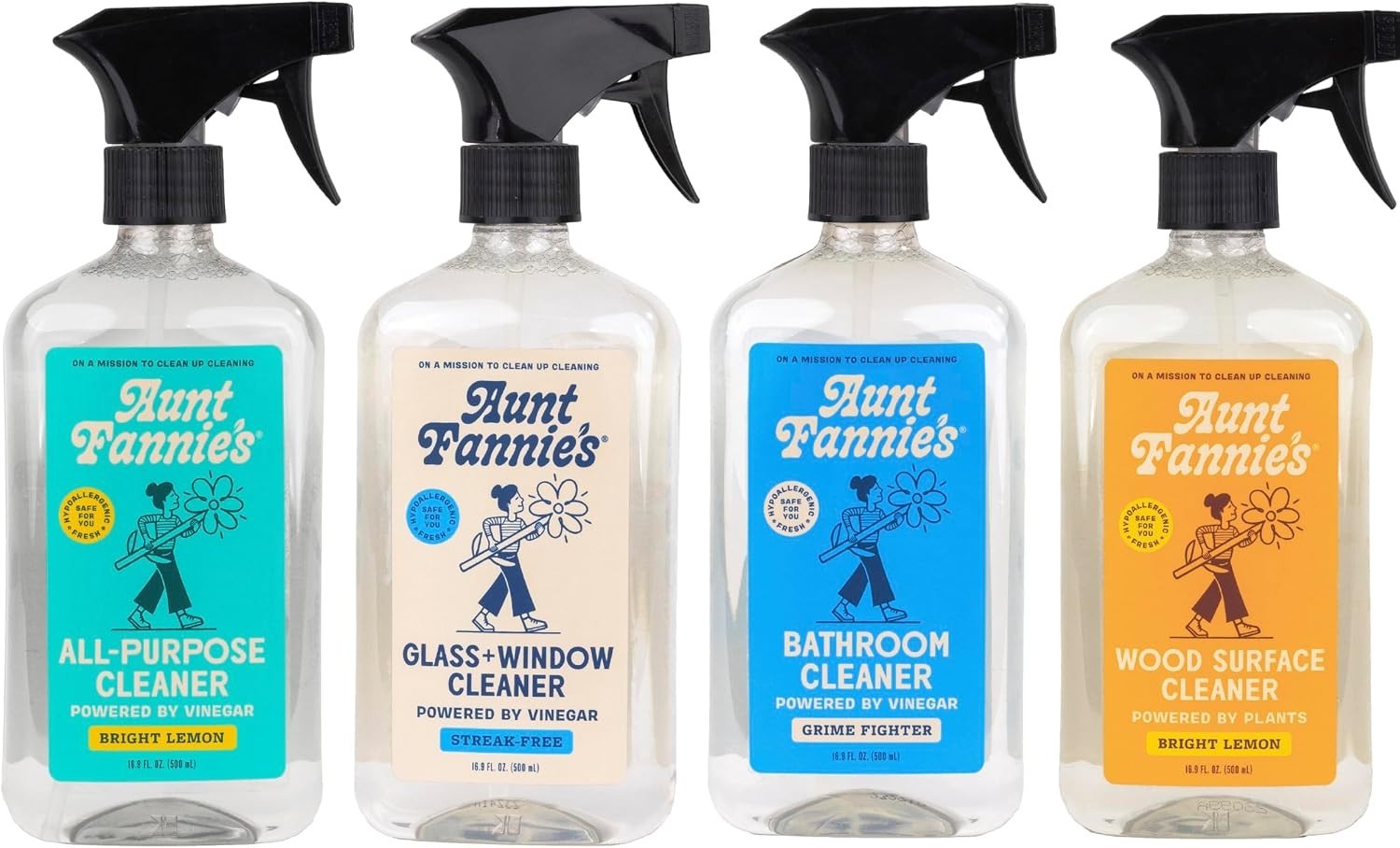 Glass & Window Cleaner Spray, Lemon Scent, 4-Pack