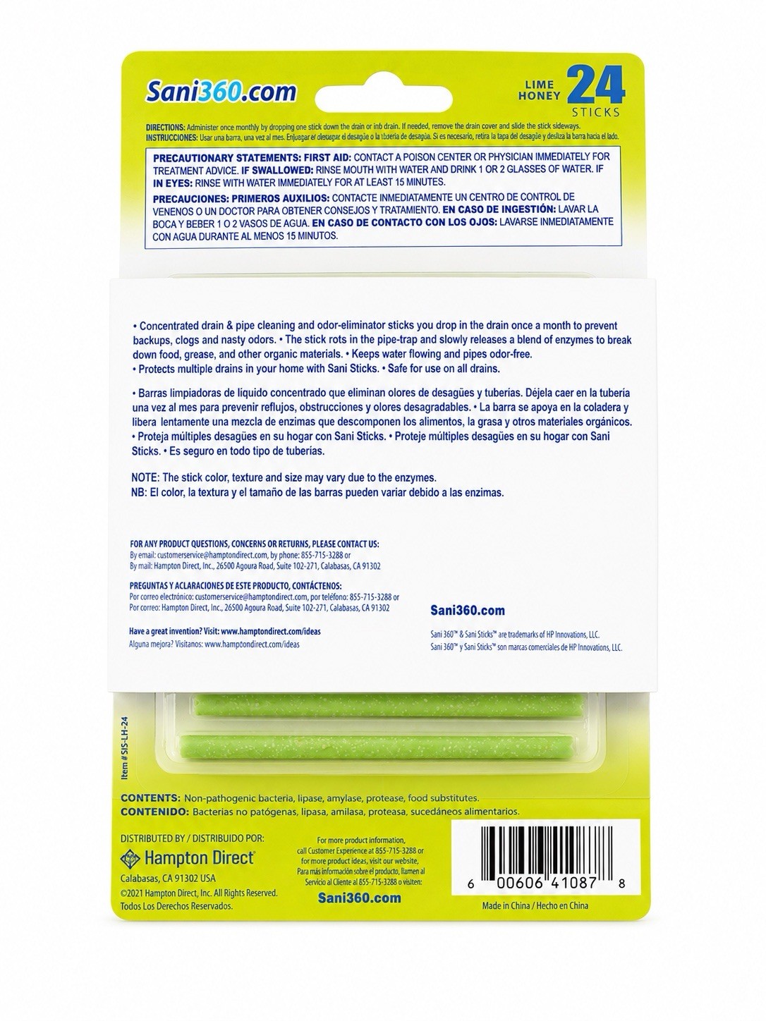 2 pack SANI Sticks Drain Cleaner and Deodorizer,48 Count