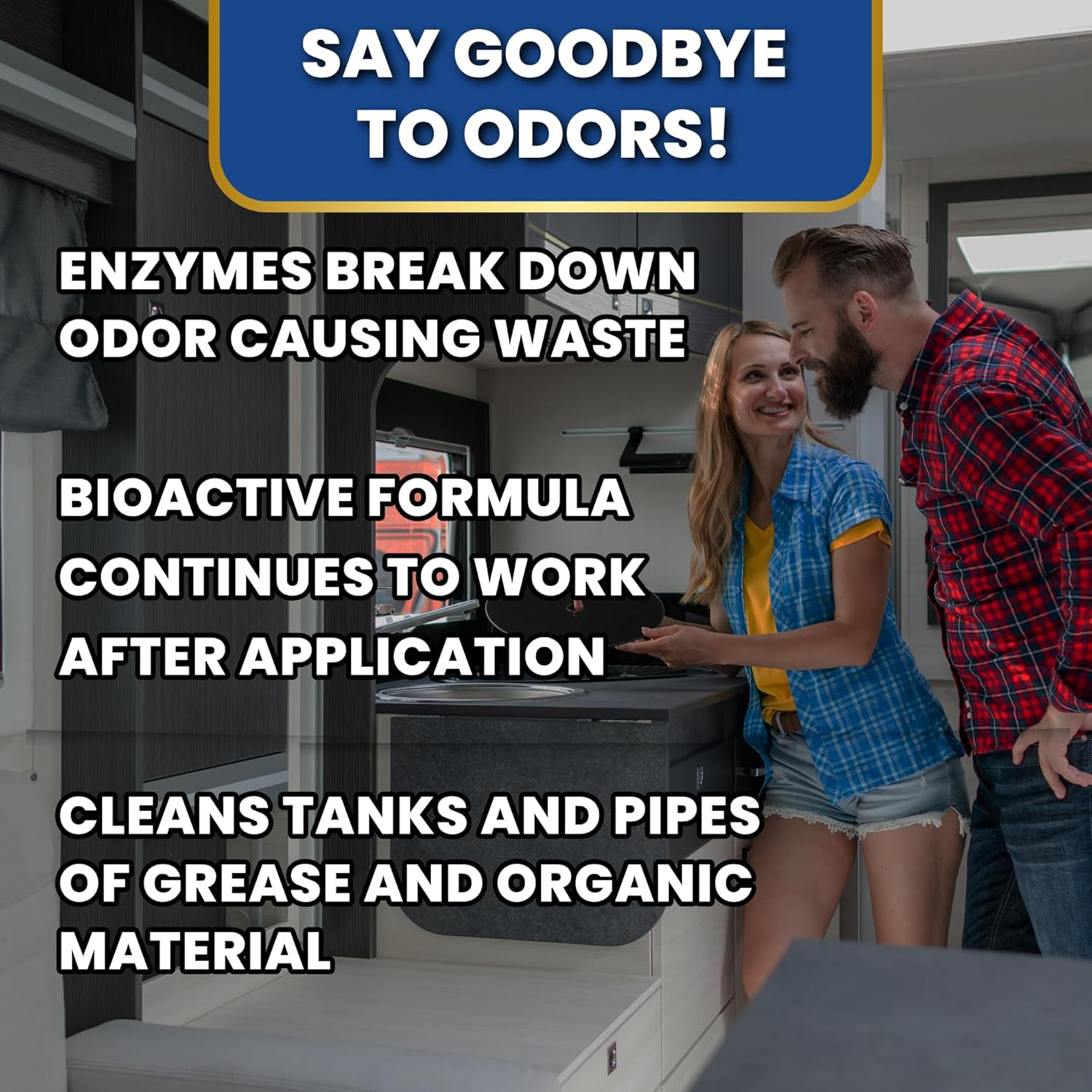 RV Grey Water Tank Treatment Enzyme Cleaner Deodorizer Sink Drain Camper