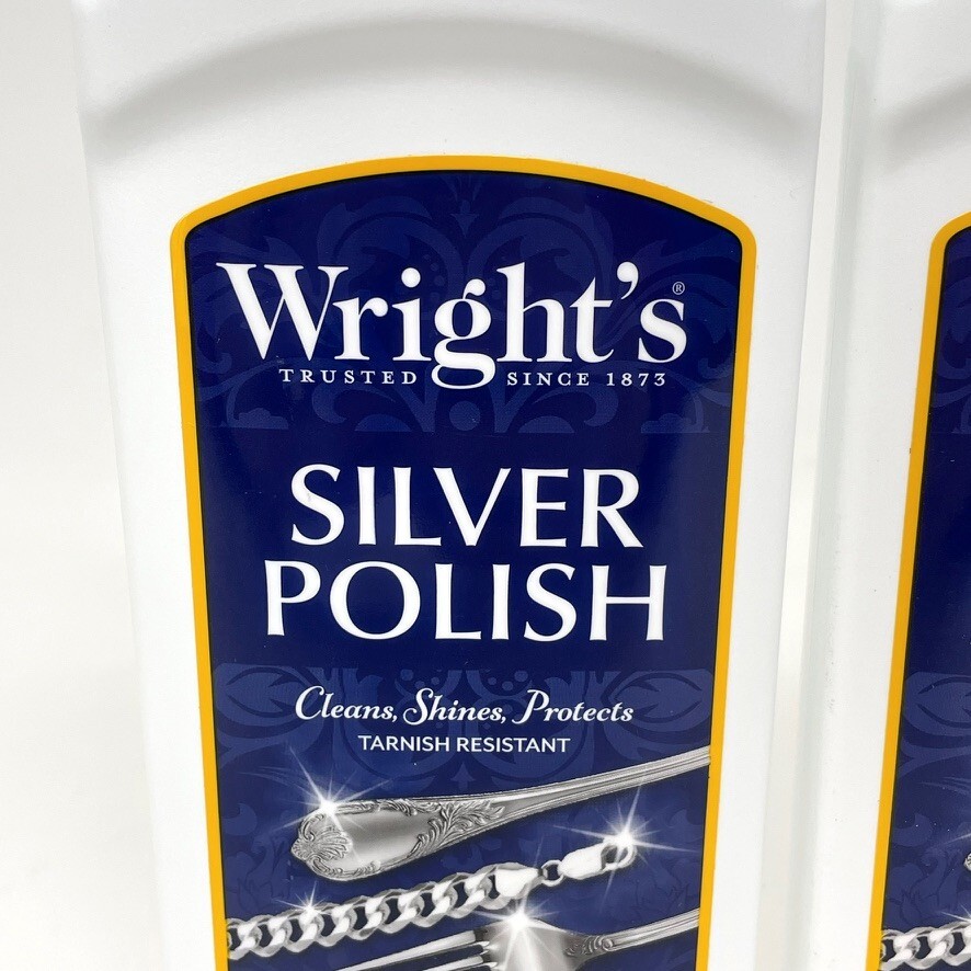 LOT OF 2- Wrights SILVER POLISH Anti Tarnish Cleans Polishes Protects. 7 oz NEW