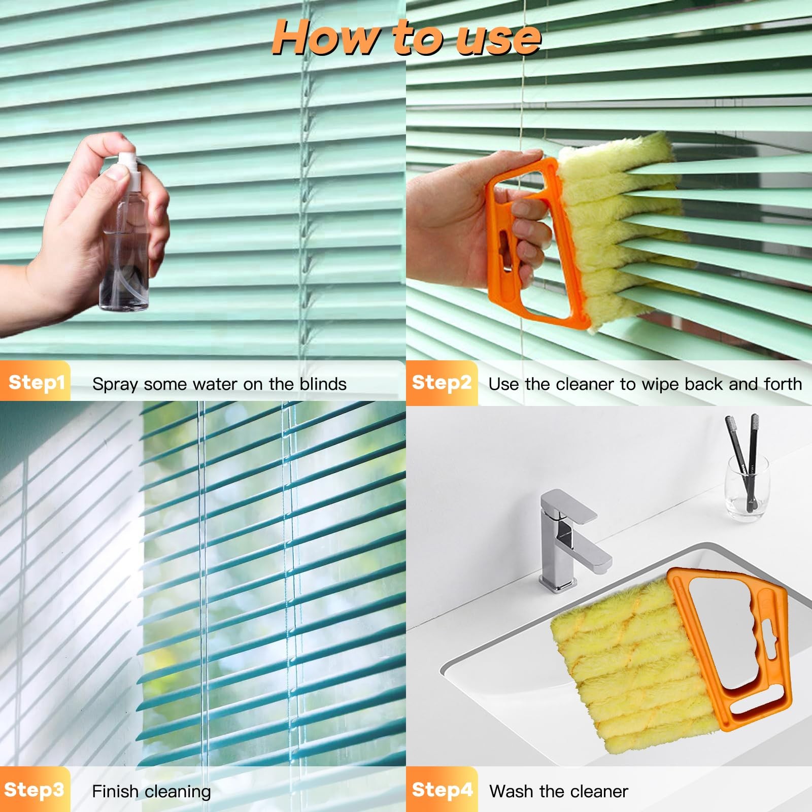 6 Pcs Blind Cleaner Duster Tool, 7-Finger Dusting Cleaner Tool for Window & V…