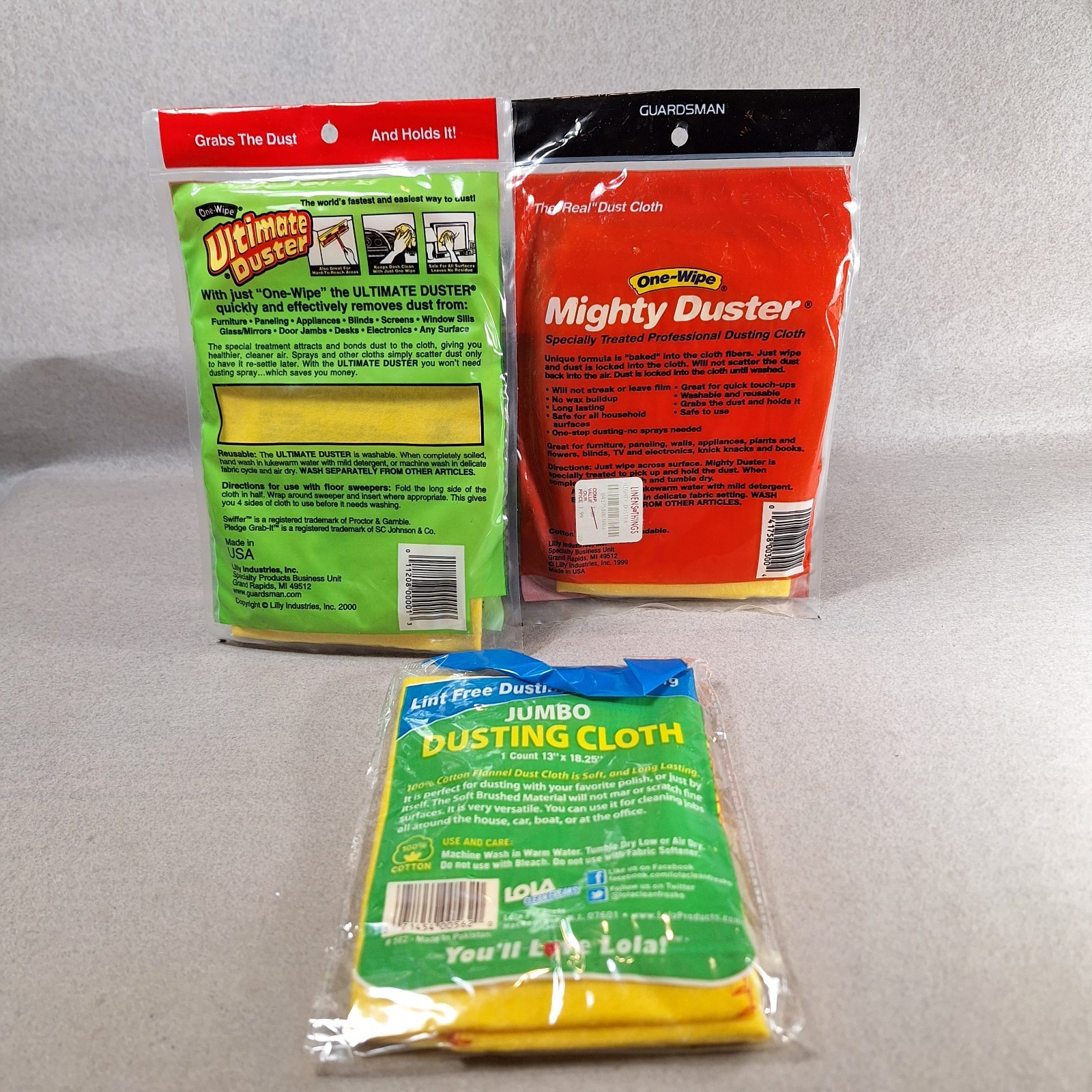 Vintage Lot Of 3 Dusting Cloths Ultimate Duster Mighty Duster New NOS