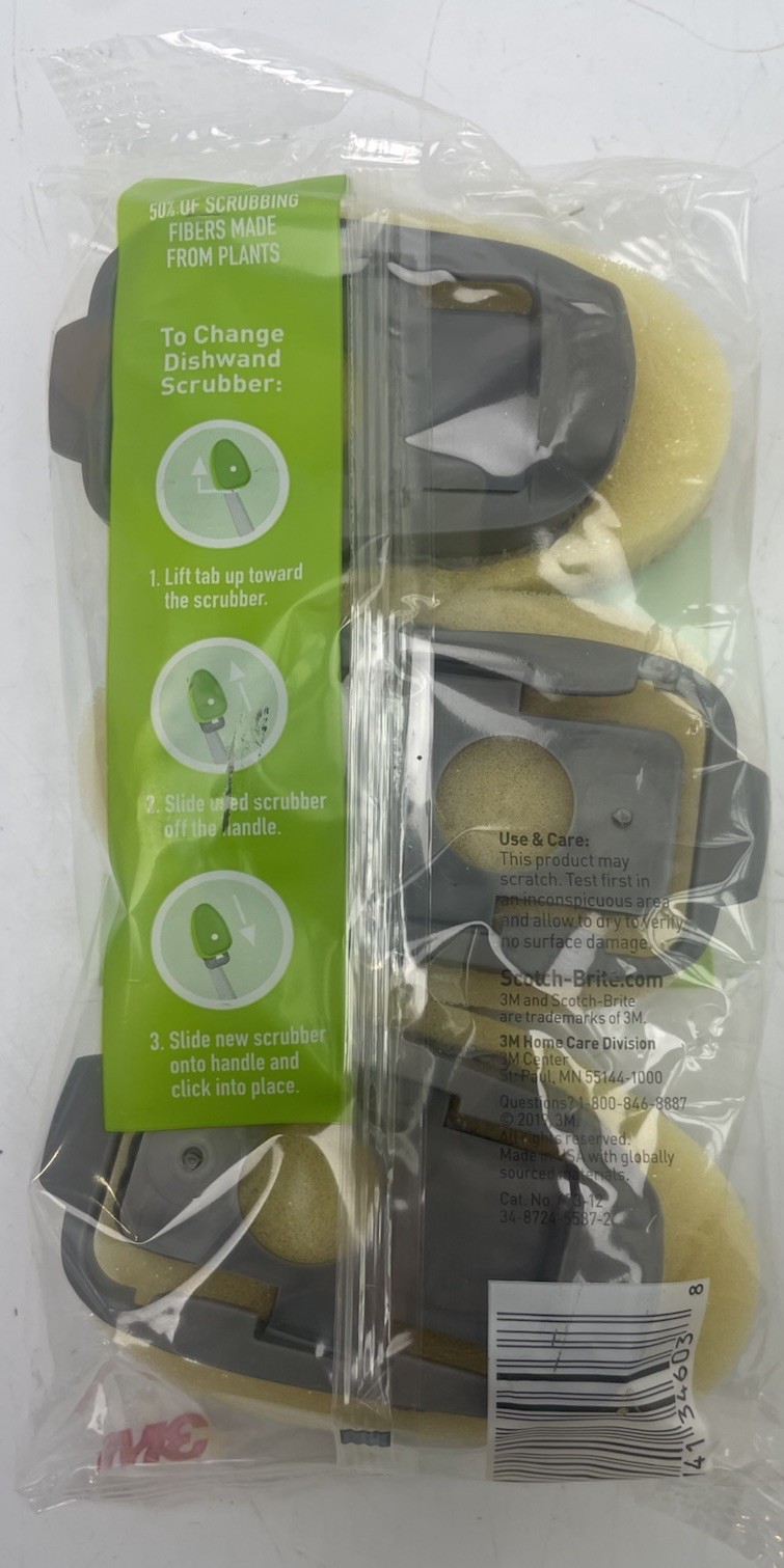 ⭐ NEW 2019 Scotch-Brite Greener Clean Non-Scratch Dishwand Head Refill 3 pack ⭐
