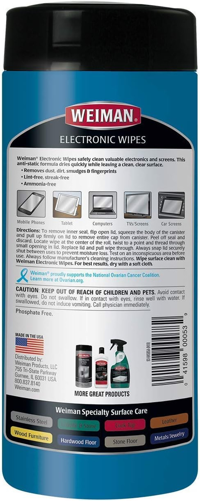 Electronic Wipes Canister 30 Count (Pack of 2)