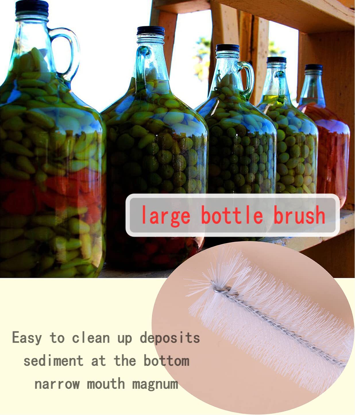 Carboy Brush Cleaning 2 Piece 30 Inch Nylon Brushes And Stainless Steel Extended