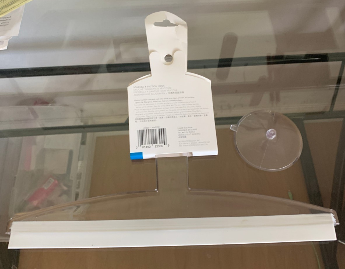 Idesign 12″ Clear Lucite Squeegee for Shower Doors with Suction Cup Storage