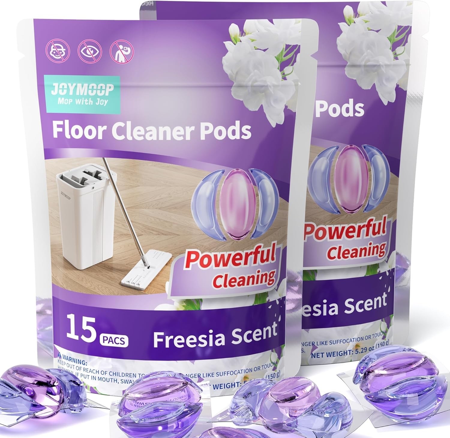 30 PCS Floor Cleaner Pods – -Enzyme Formula for All Floors with Freesia Scent