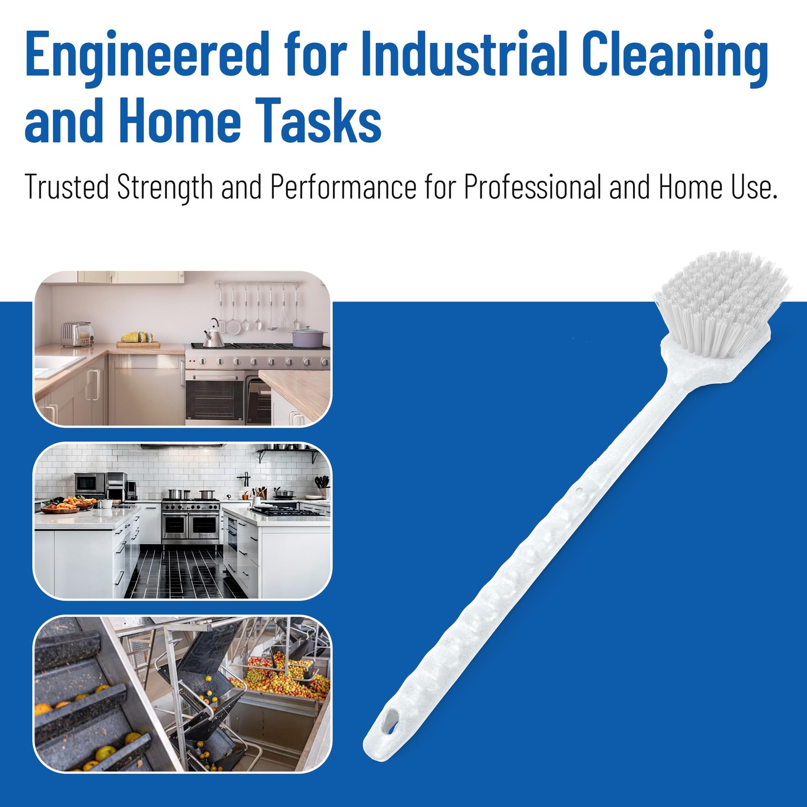 40501EC02 Plastic Large Scrub Brush, Kitchen Brush, Utility Brush With Long H…