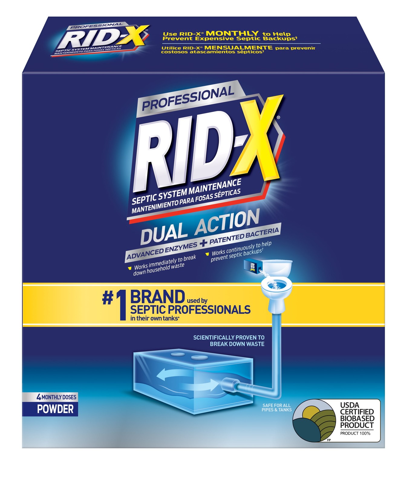 Rid-X Professional Septic Tank Treatment Cleaning Powder, 4 Month Supply, 39.2oz