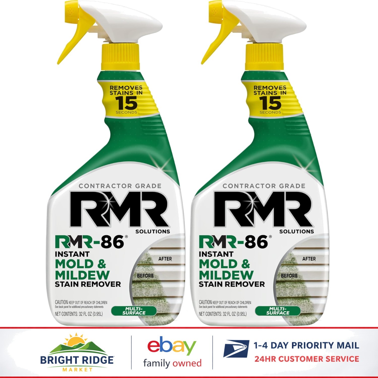Scrub-Free Mold Stain Remover for Concrete, Wood, and Vinyl Surfaces, 2 Count