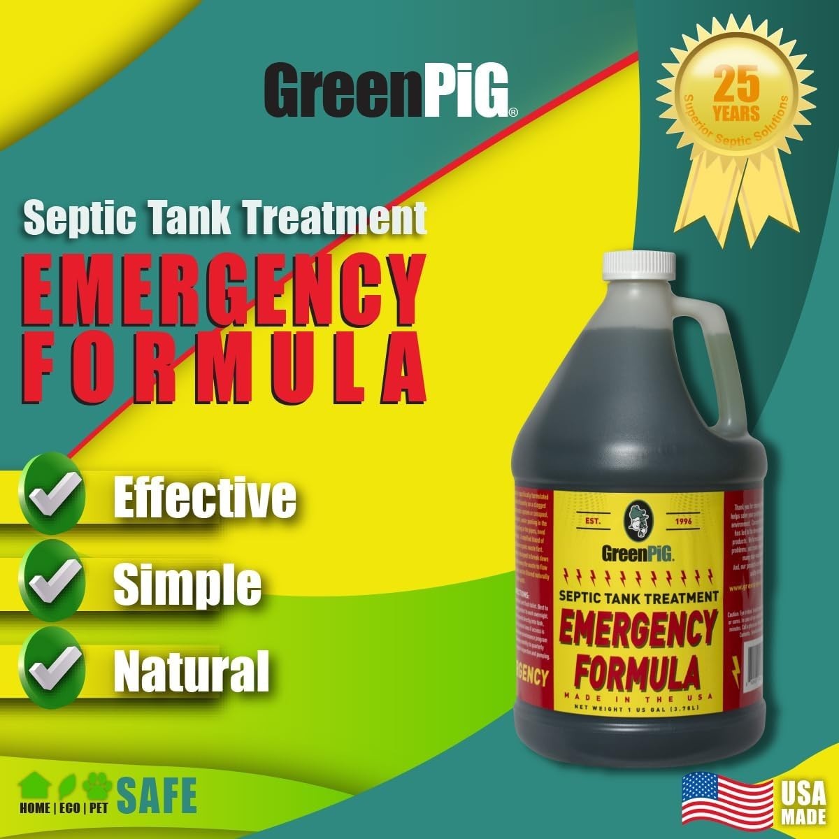 Green Pig Drain Field Cleaner Septic Safe Clog Remover Treatment Leach Field