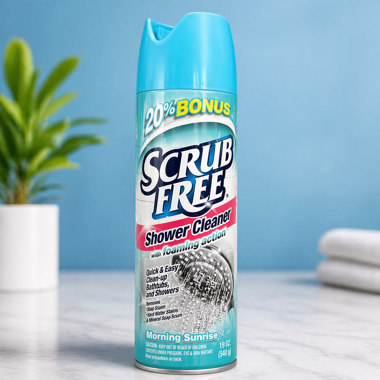 Scrub Free Shower Cleaner Foam Spray 20% Bonus Bathroom Tub Tile Cleaner 19oz