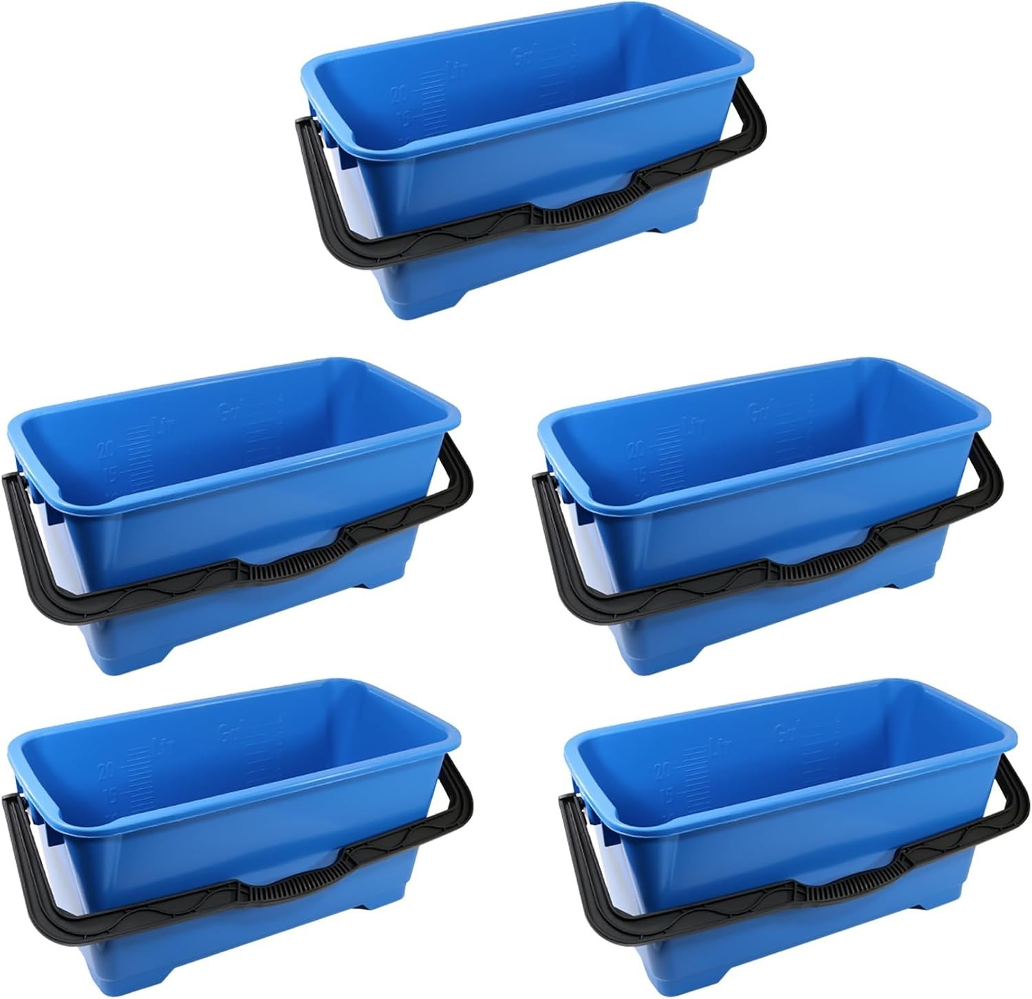 Portable 6 Gallon Mop Bucket 5-Pack with 2 Pour Spouts and Ergonomic Handle