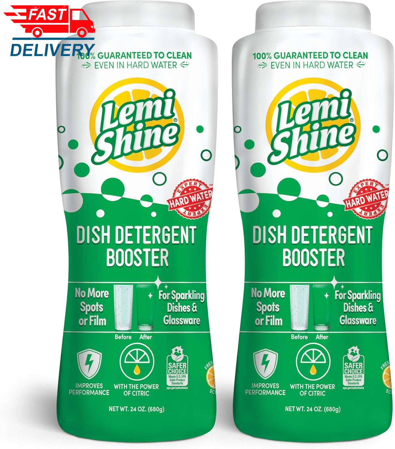 Natural Dish Detergent Booster – Hard Water Stain Remover, 24 Oz (2 Pack) 💪