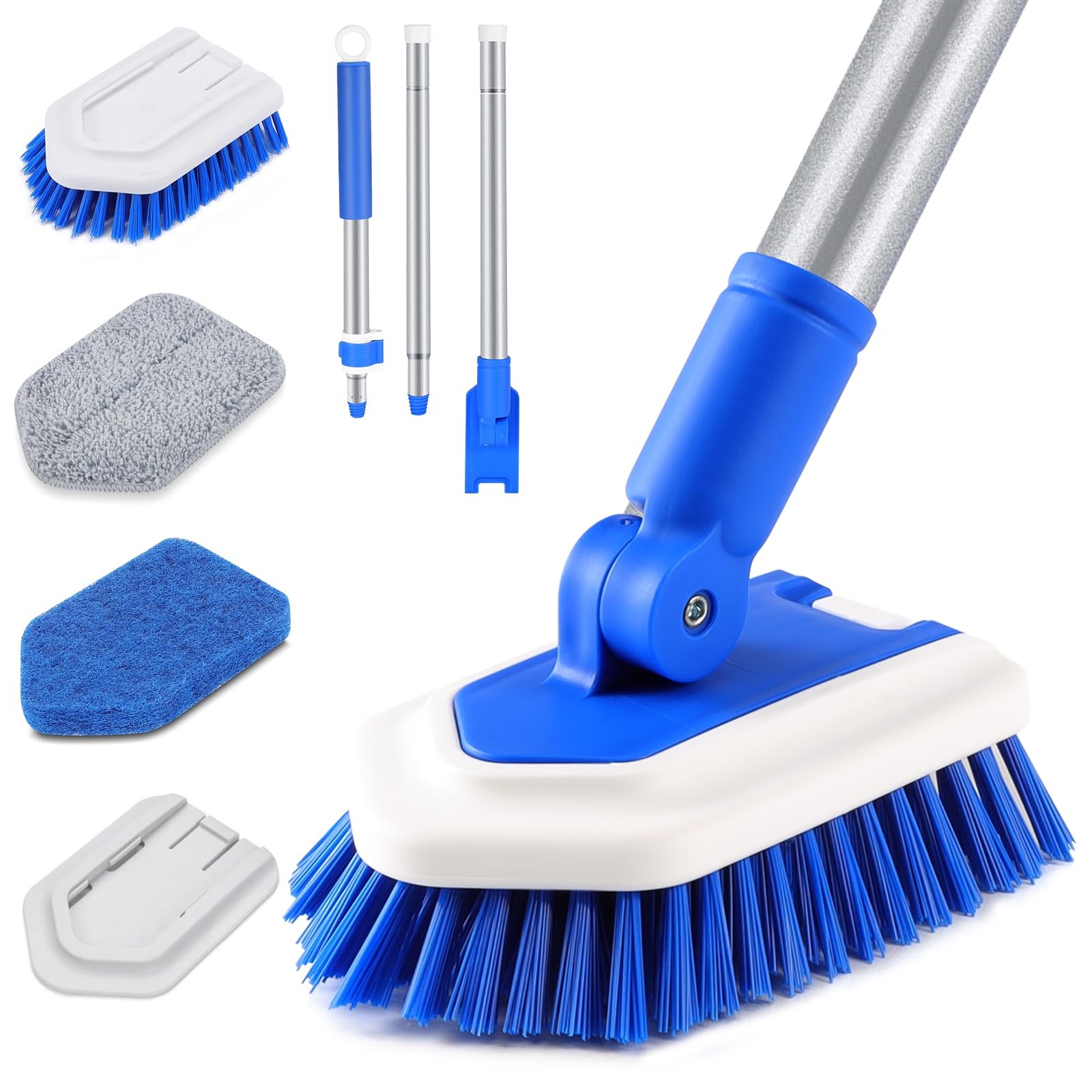 Shower Cleaning Brush with Locking Head, 3 in 1 Tub Tile Scrubber Brush with …