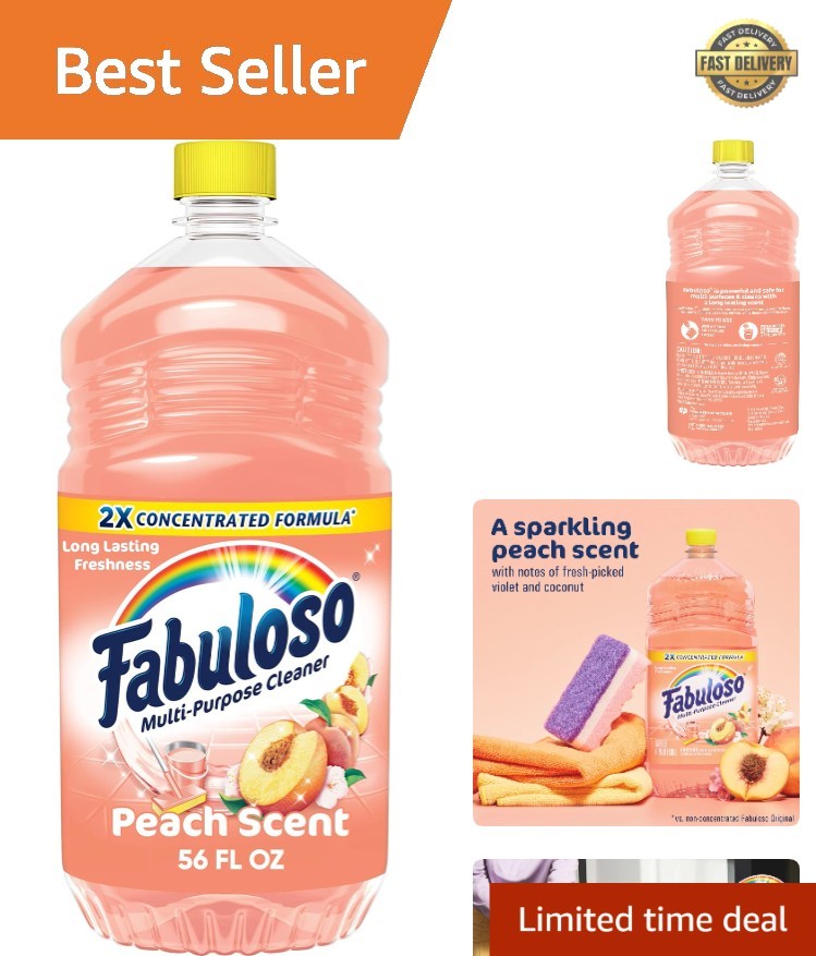 Multi-Purpose Cleaner, 2X Concentrated Formula, Floor Cleaner, Peach Scent, 5…