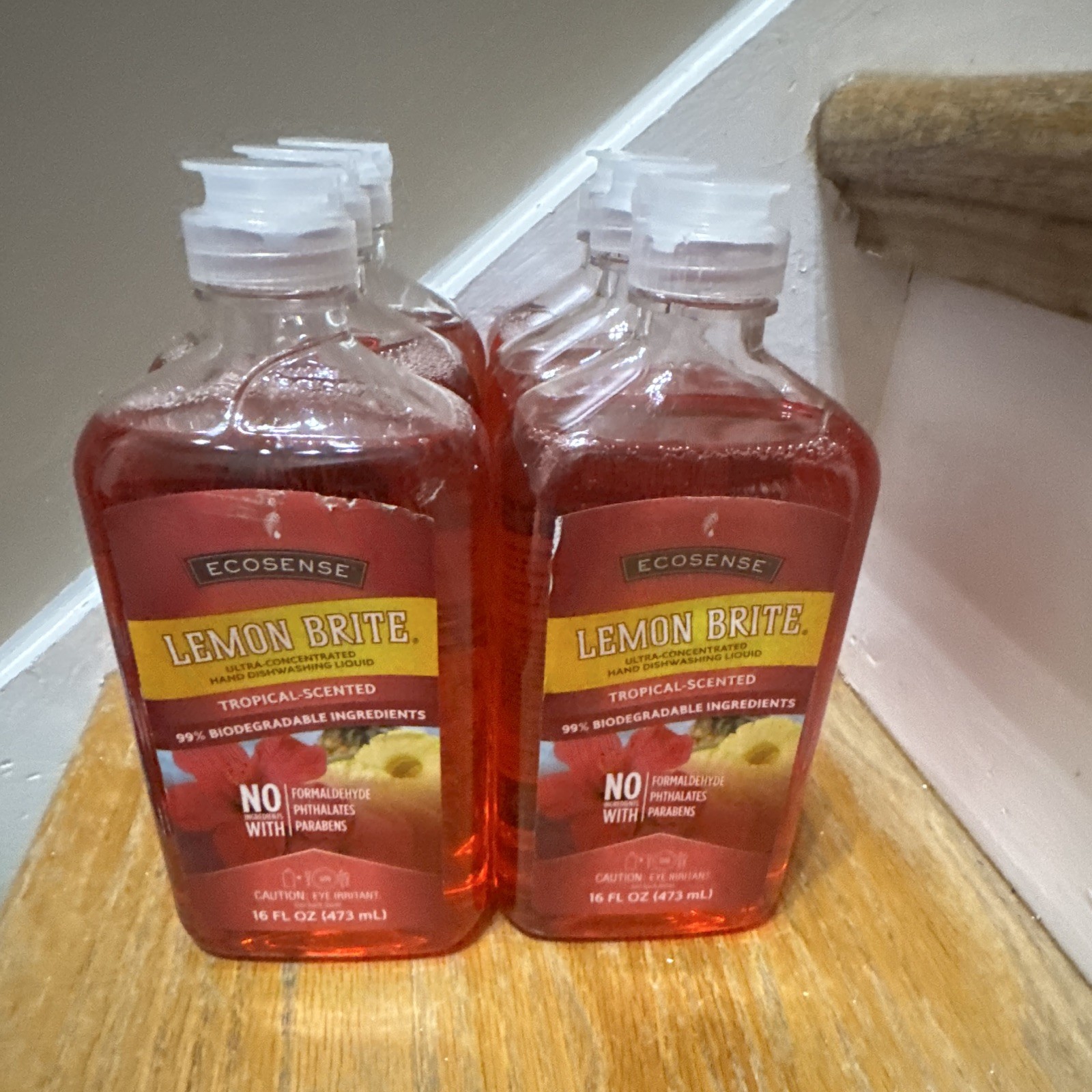 EcoSense Lemon Brite Liquid Dish Soap Biodegradable Tropical Scent 4-Pack 16