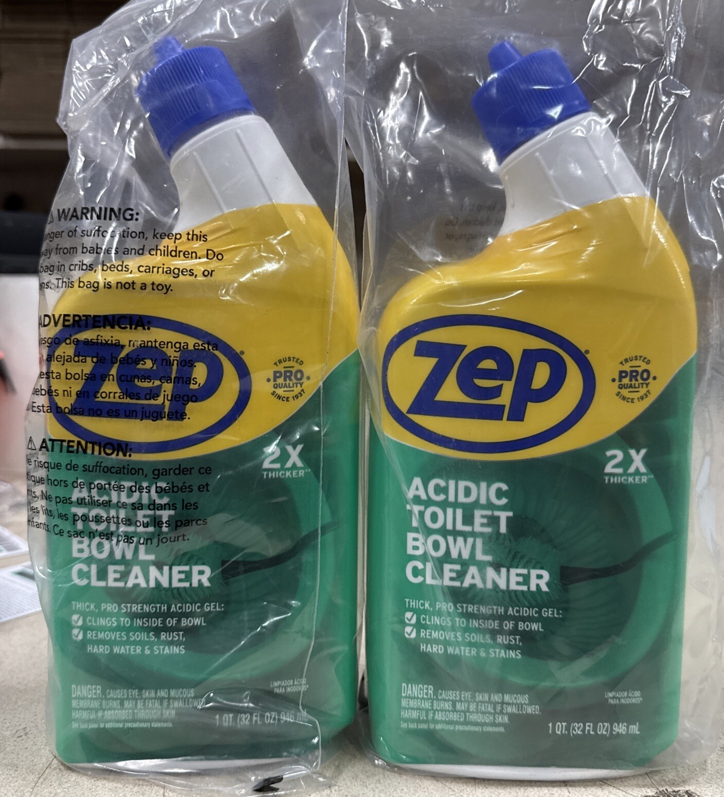 Zep Acidic Toilet Bowl Cleaner, 32 Fluid Ounce/946 mL Each, 2 Pack