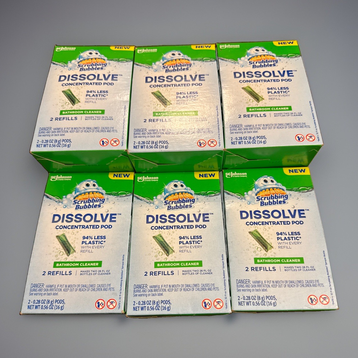 Set of 6 Scrubbing Bubbles Dissolve Concentrated Pods Bathroom Cleaner (12 Pods)