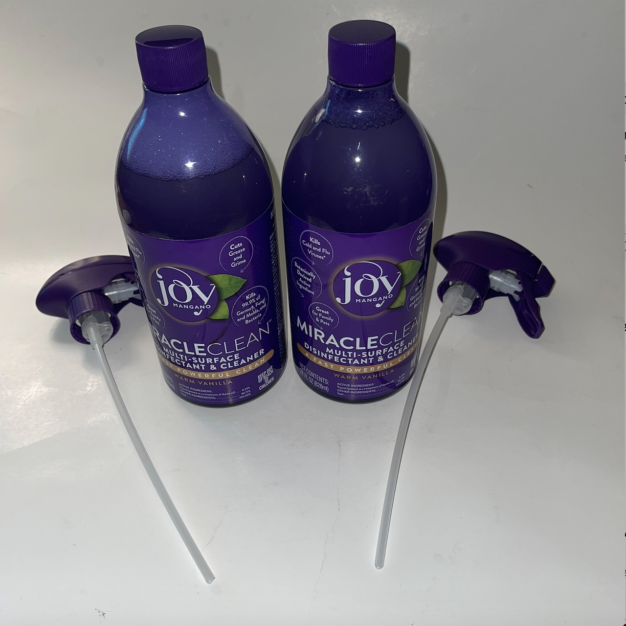 Lot of 2 JOY MANGANO MIRACLECLEAN WARM VANILLA 28 FL OZ W/ Sprayers READ READ